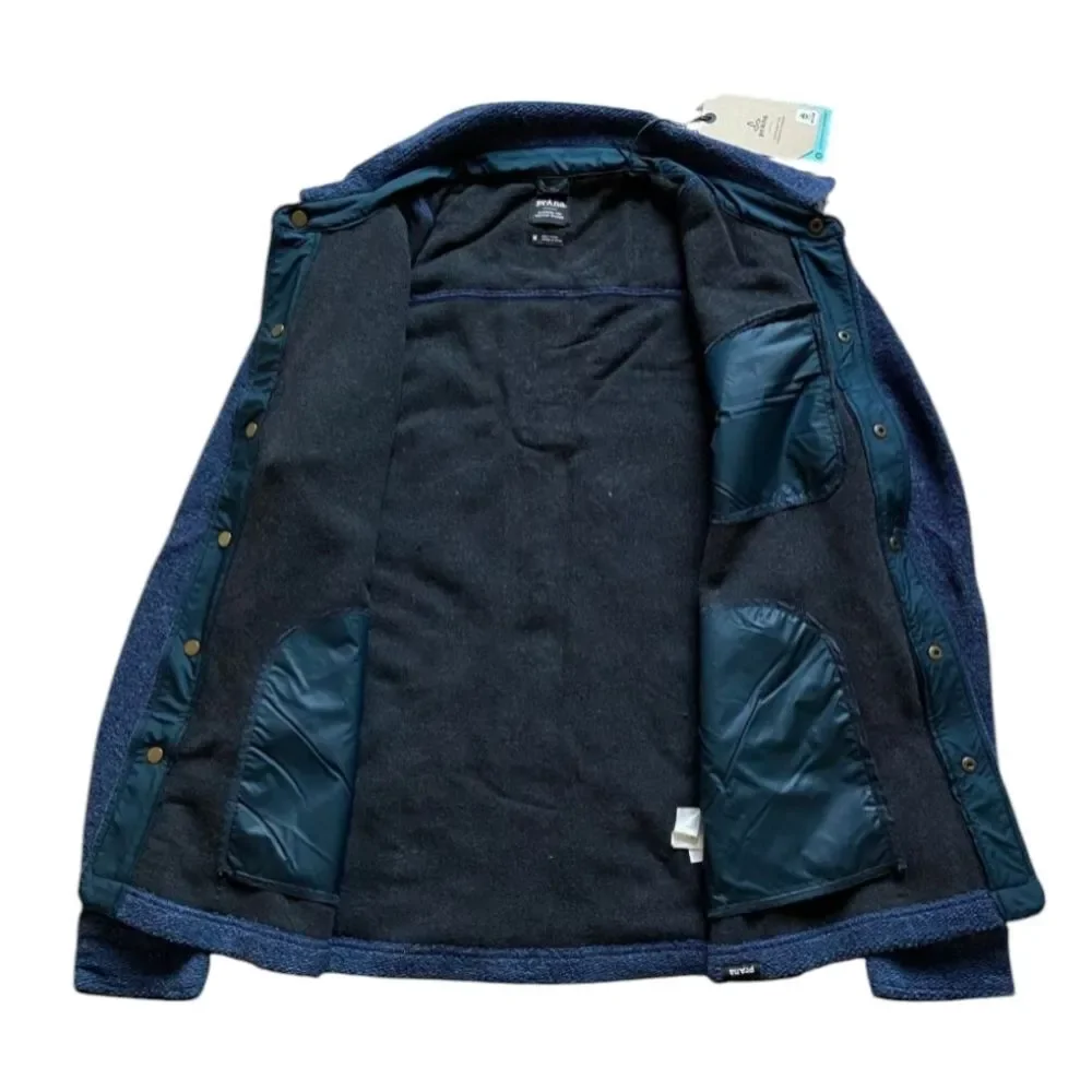 NWT Prana IncrediWool Overshirt Stormy Night Heather Jacket Blue Grey XL Slim
